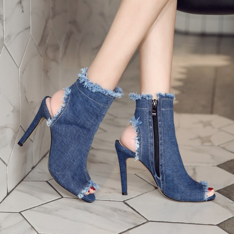 blue-denim-peep-toe-sandal-boots-with-hollow-out-design_4 Blue Denim Peep-Toe Sandal Boots with Hollow Out Design