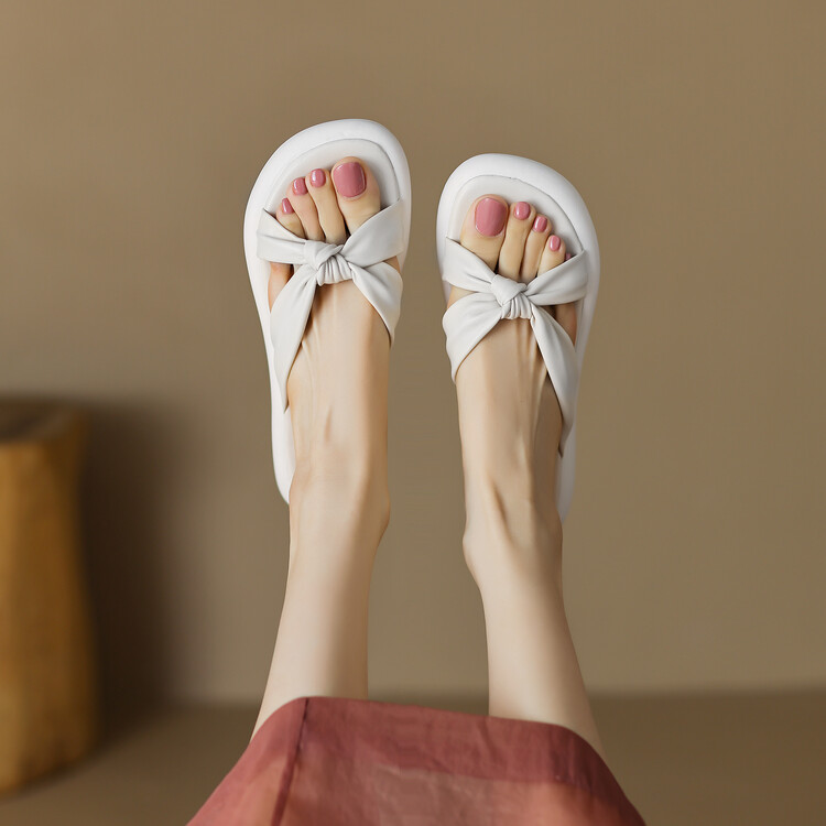 sweet-t-strap-flat-slippers-with-cross-straps-and-flowers Sweet T-Strap Flat Slippers with Cross Straps and Flowers