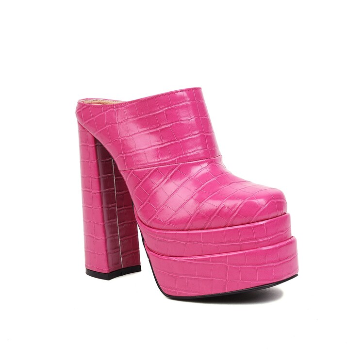 Women's Chunky Heel Platform Slippers - Style q.html