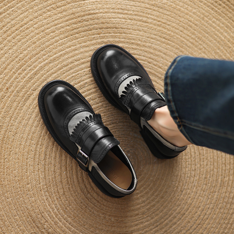 womens-fashion-flat-shoes-low-chunky-heel-round-toe_4 Women's Fashion Flat Shoes Low Chunky Heel Round Toe