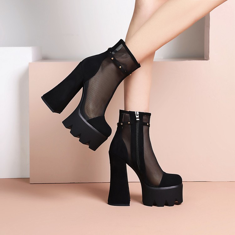 womens-suede-platform-sandal-boots-with-chunky-high-heel-and-zipper Women's Suede Platform Sandal Boots with Chunky High Heel and Zipper