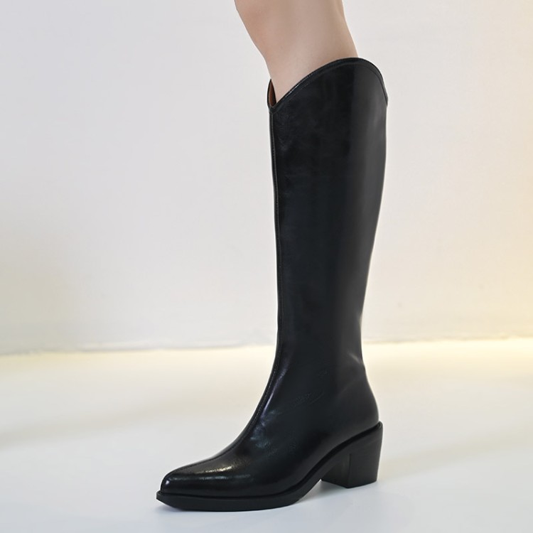womens-western-mid-calf-boots-with-chunky-heel-and-side-zipper Women's Western Mid-Calf Boots with Chunky Heel and Side Zipper